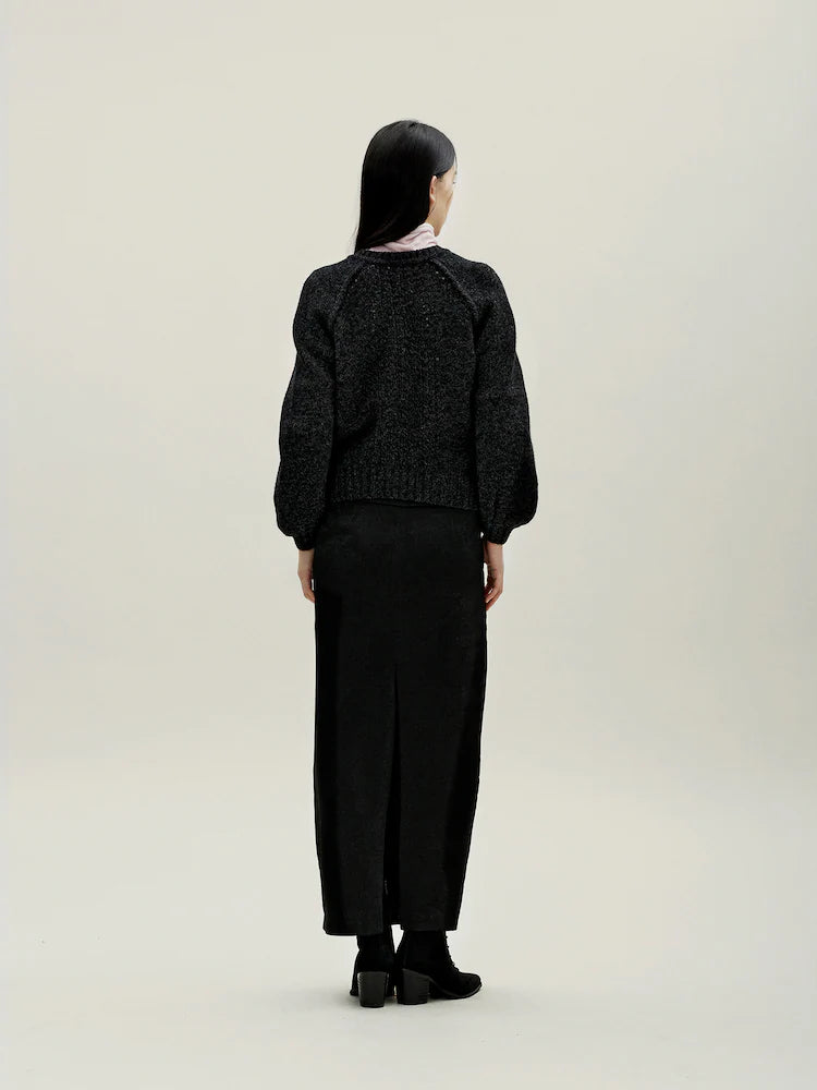 WILTED KNIT CARDIGAN BLACK