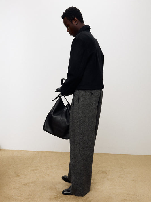 DEEP TUCK WIDE LEG TROUSERS