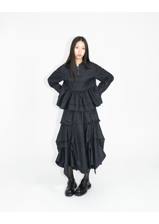 CHECK BUTTON BLOUSE