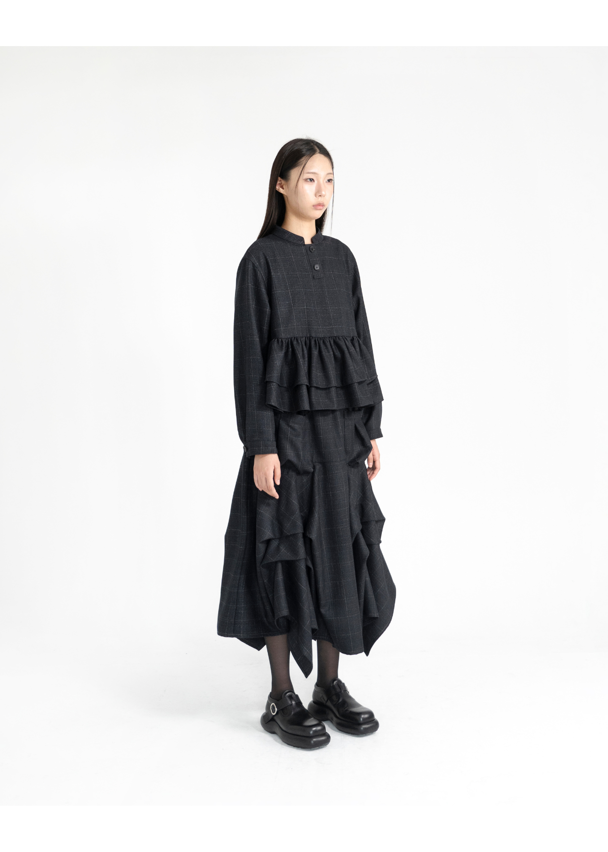 CHECK BUTTON BLOUSE