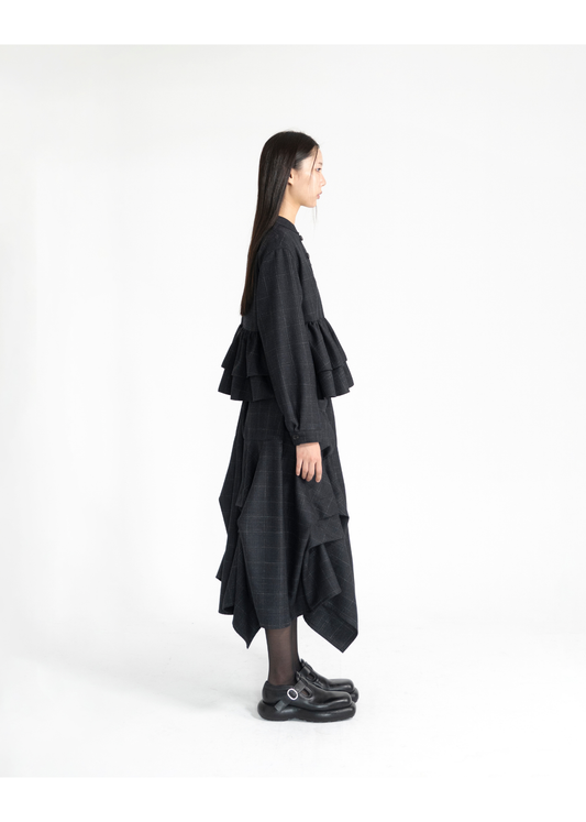 CHECK BUTTON BLOUSE