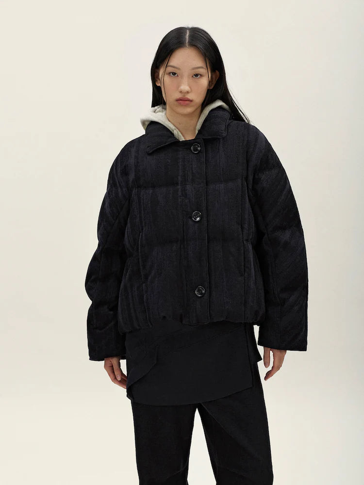 JACQUARD SINGLE BUTTON PUFFER