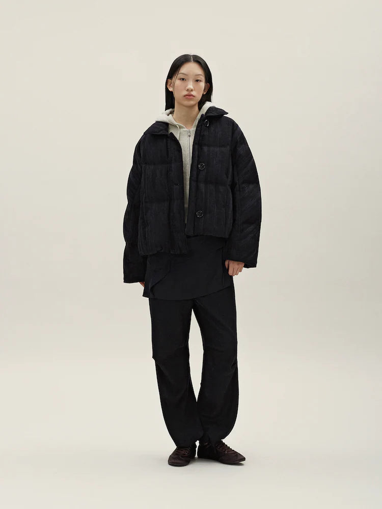 JACQUARD SINGLE BUTTON PUFFER