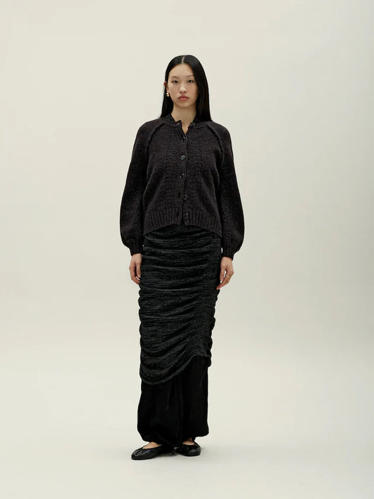WILTED KNIT CARDIGAN BROWN