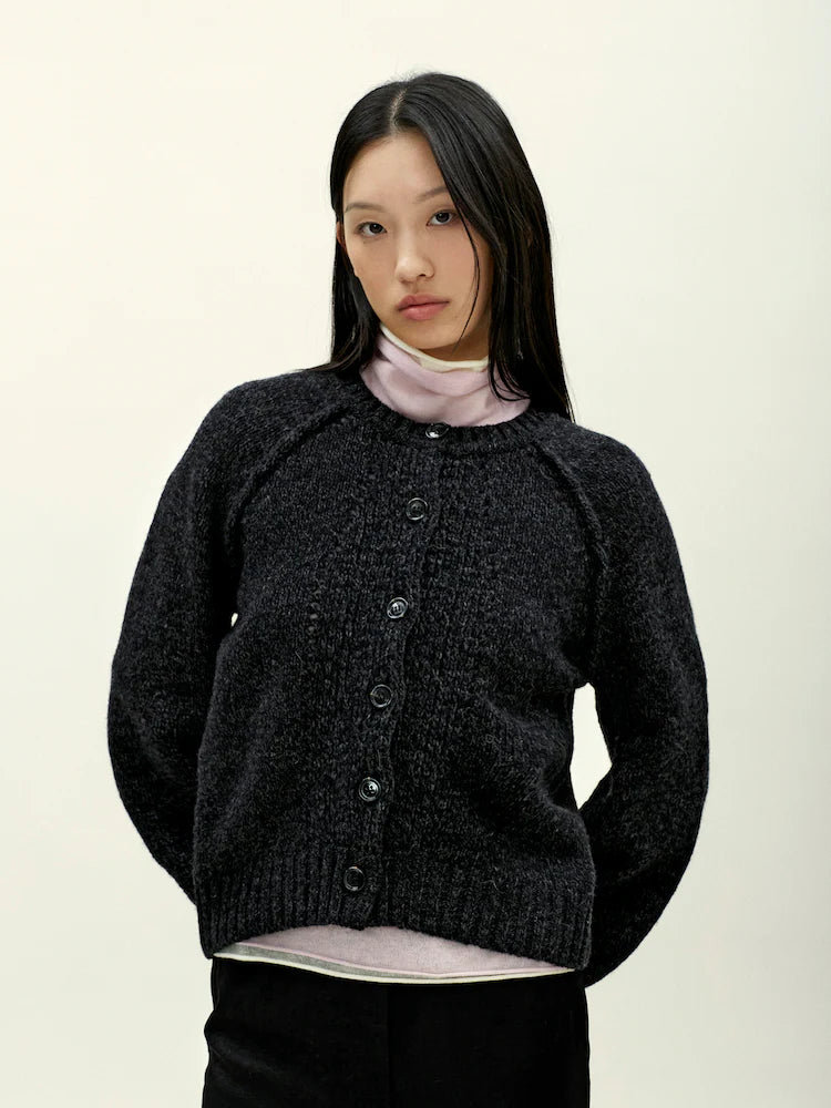 WILTED KNIT CARDIGAN BLACK