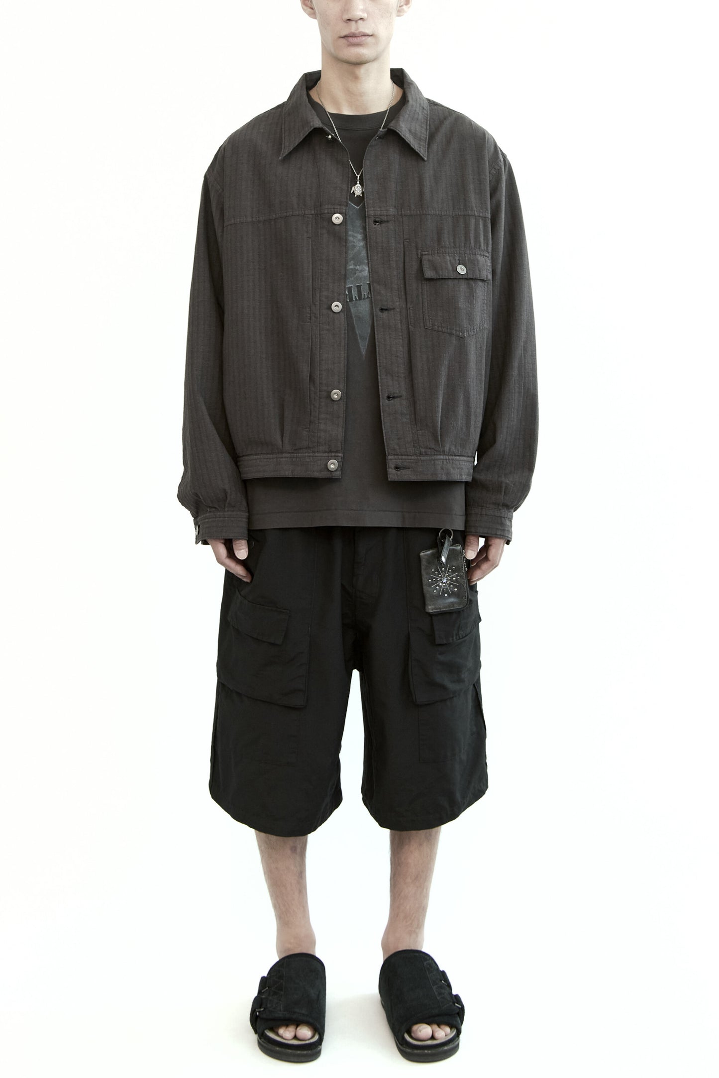 LIGHT TRUCKER JACKET STRIPED CHARCOAL