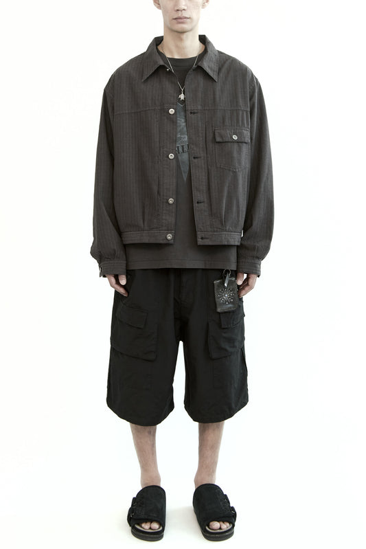 LIGHT TRUCKER JACKET STRIPED CHARCOAL