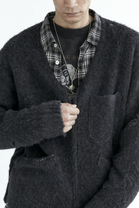 MOHAIR ZIP CARDIGAN