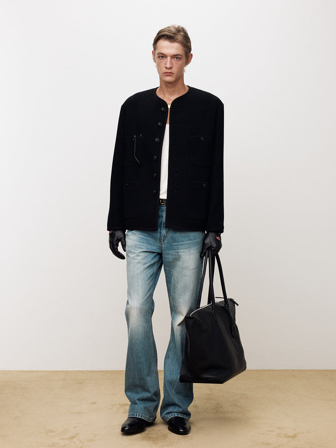 WOOL TWEED BUTTONED BLOUSON