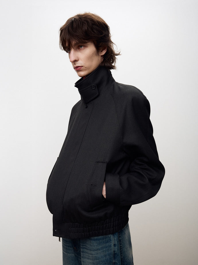TEXTURED WOOL OVERSIZED BLOUSON