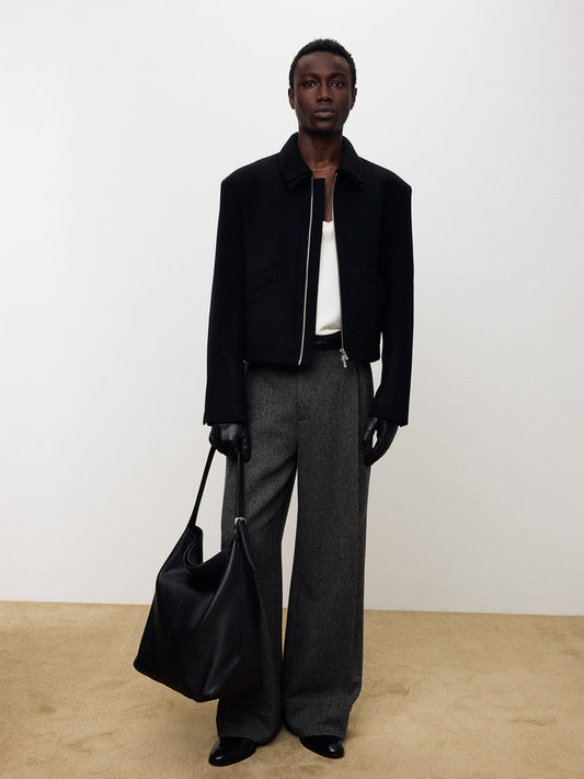 DEEP TUCK WIDE LEG TROUSERS