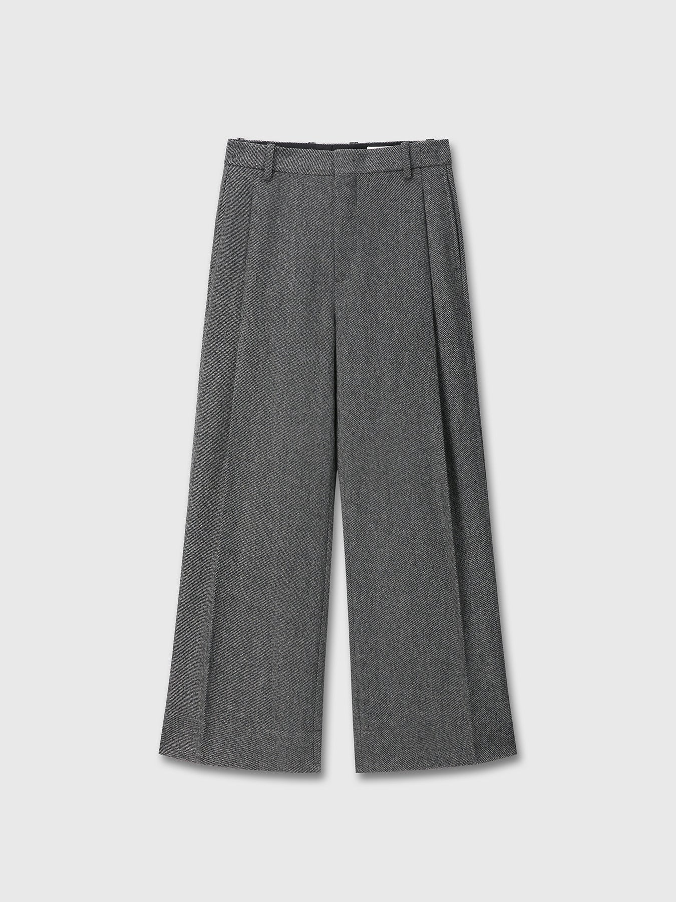 DEEP TUCK WIDE LEG TROUSERS