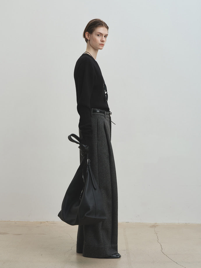 DEEP TUCK WIDE LEG TROUSERS