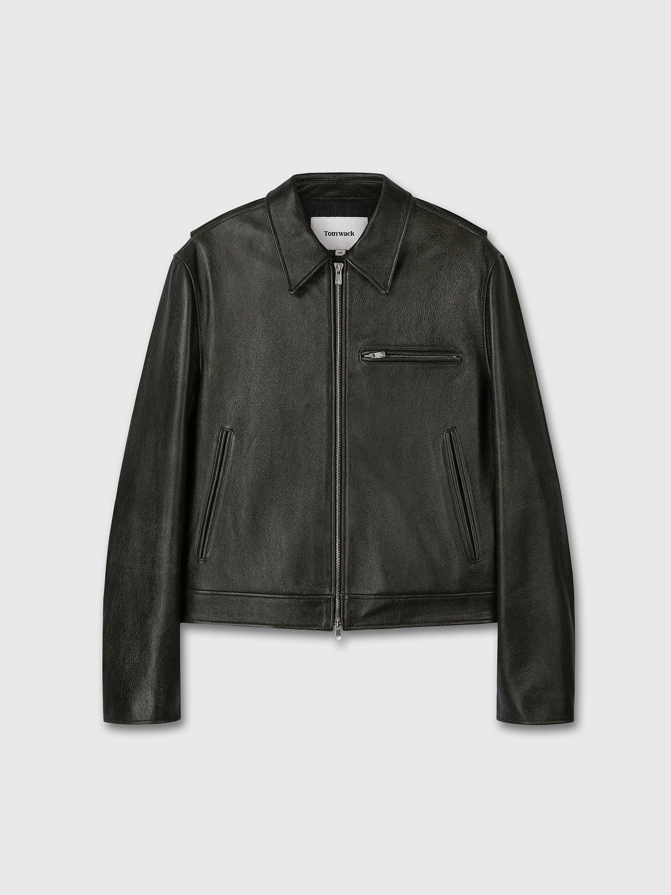 LEATHER CHEST ZIP JACKET (VINTAGE TREATMENT)