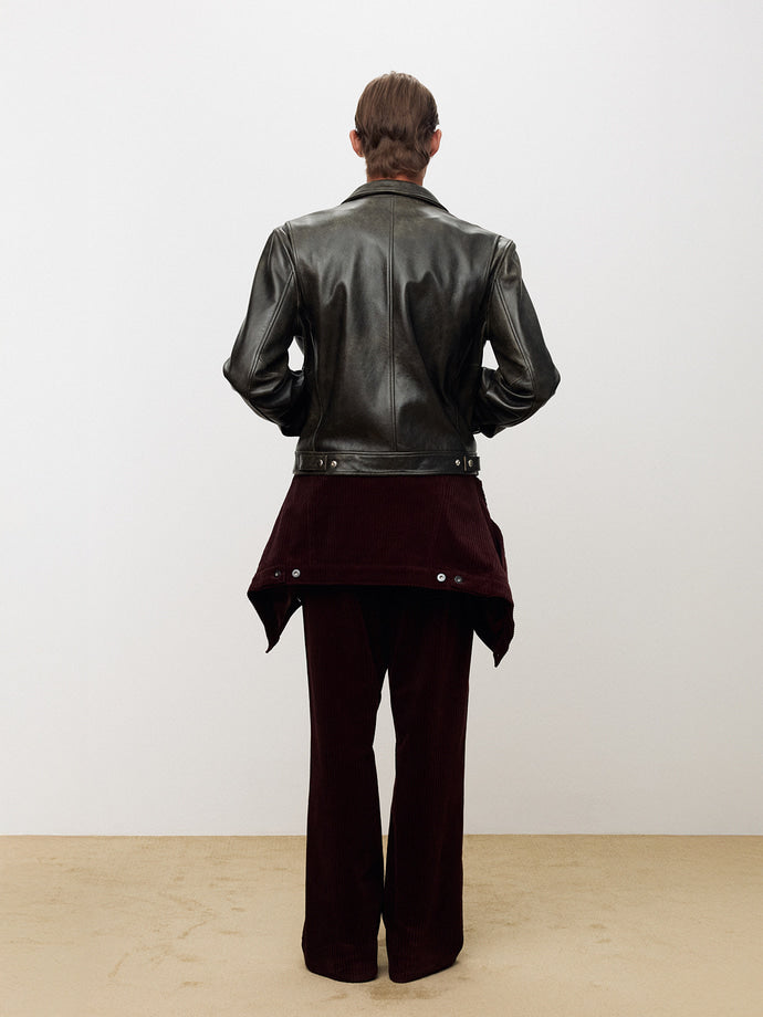 LEATHER CHEST ZIP JACKET (VINTAGE TREATMENT)