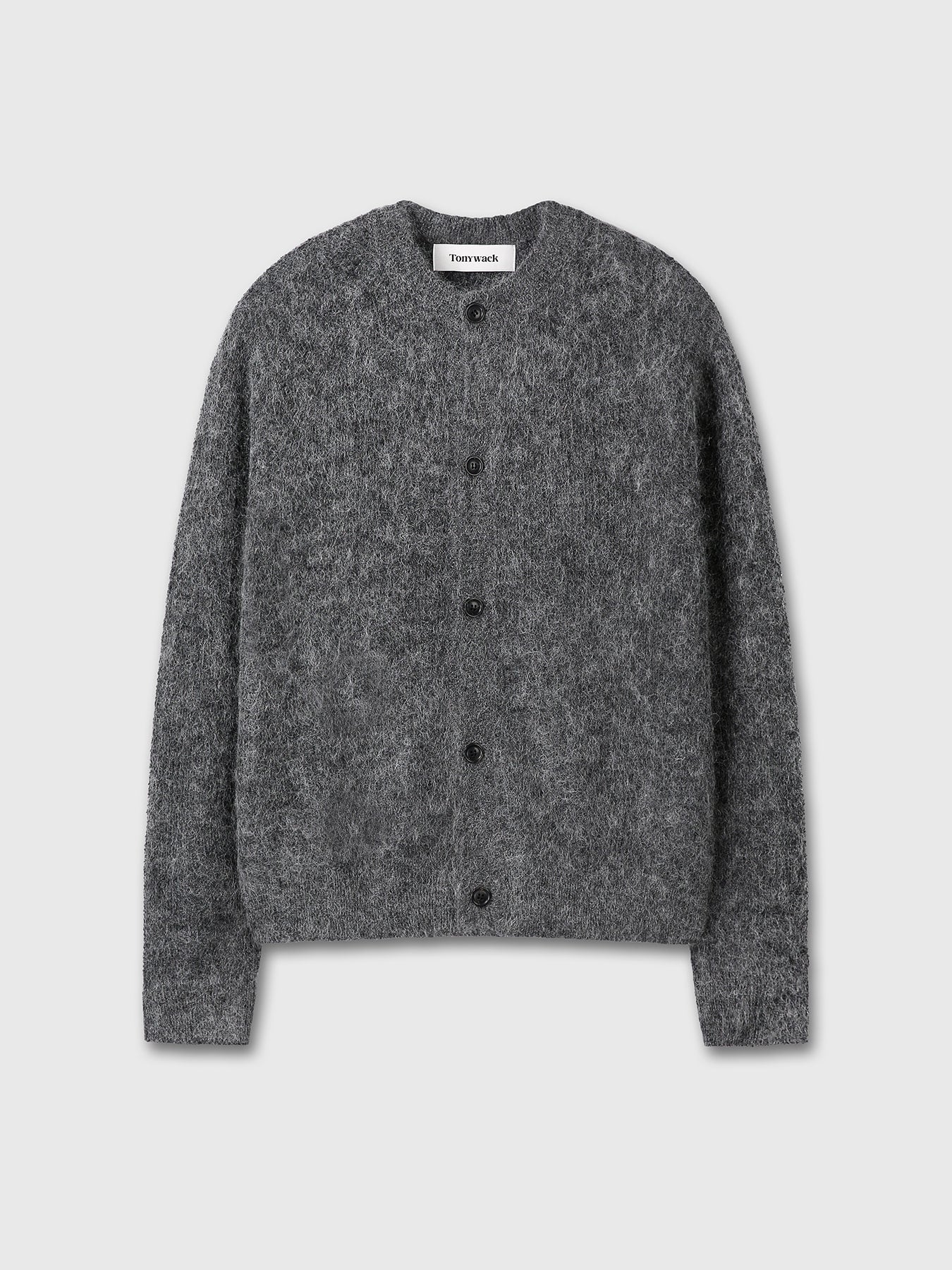 WOOL AND MOHAIR RIBBED MESH CARDIGAN