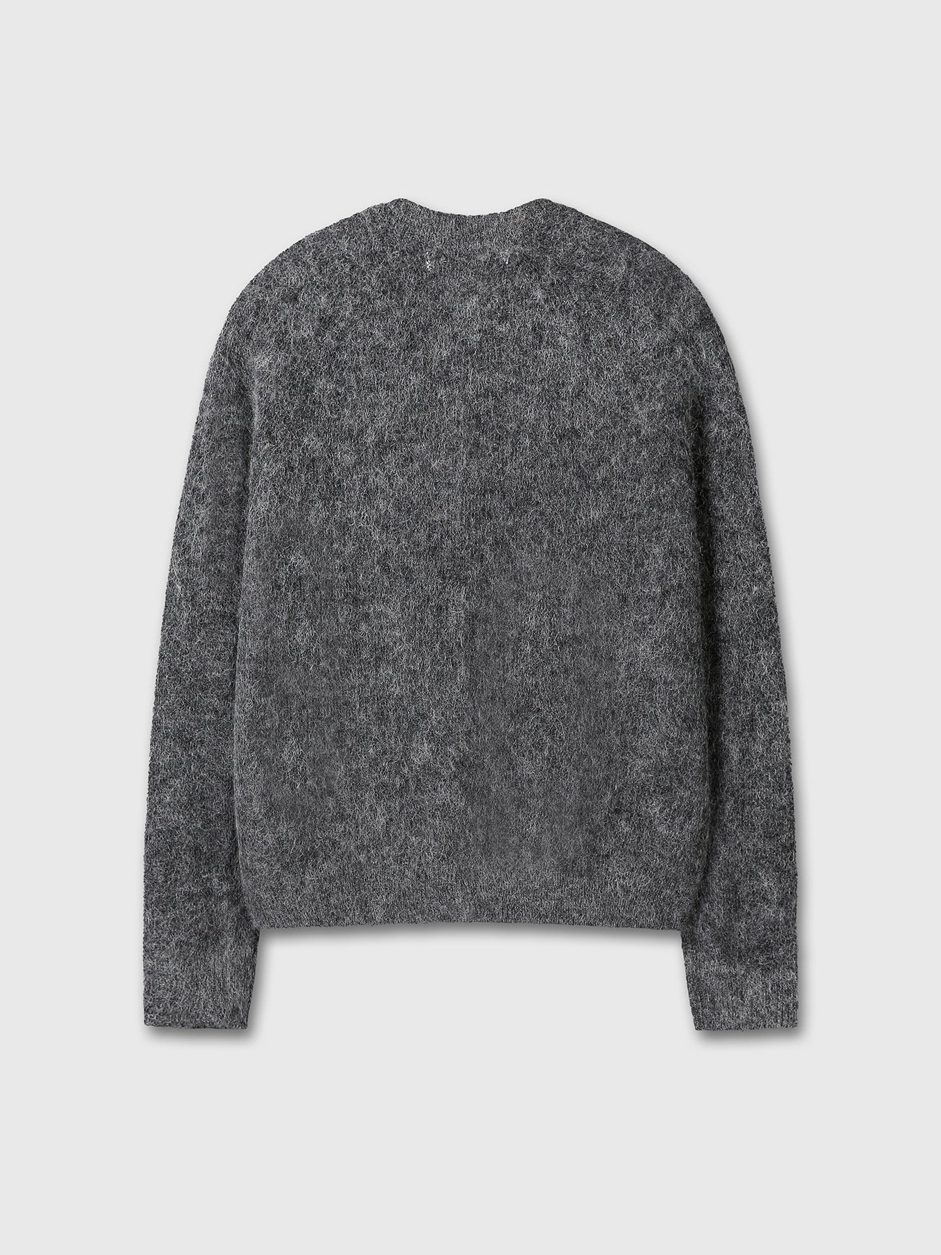 WOOL AND MOHAIR RIBBED MESH CARDIGAN