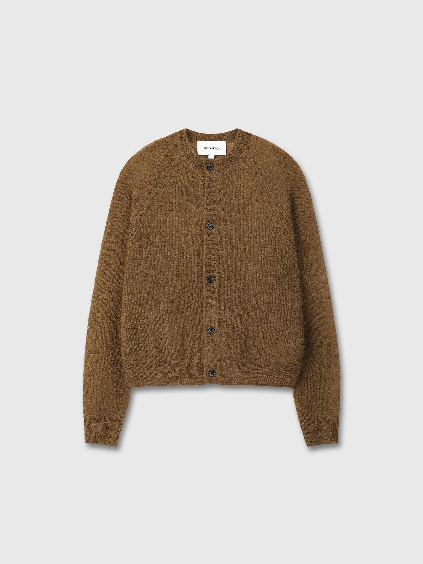 WOOL AND MOHAIR RIBBED MESH CARDIGAN