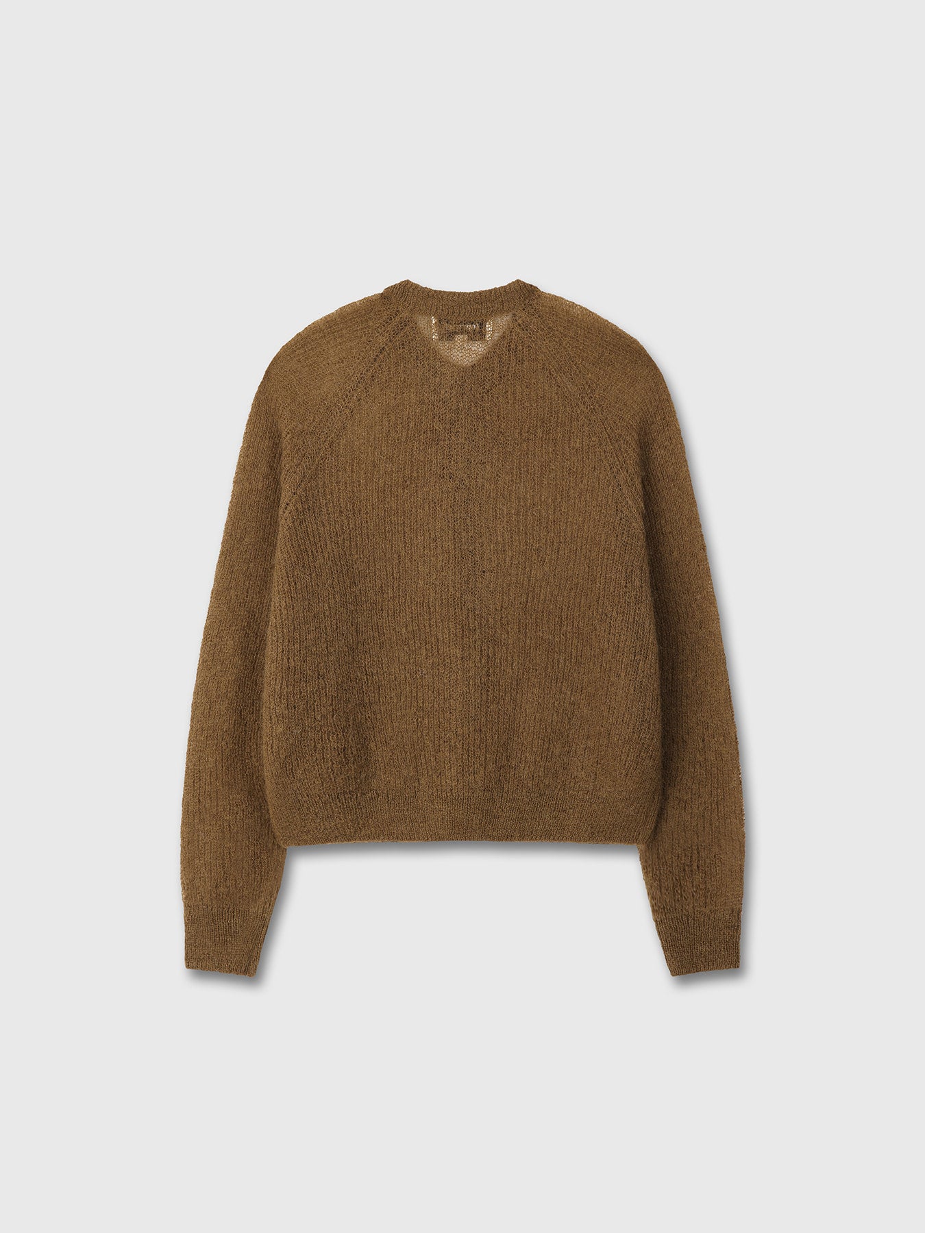 WOOL AND MOHAIR RIBBED MESH CARDIGAN