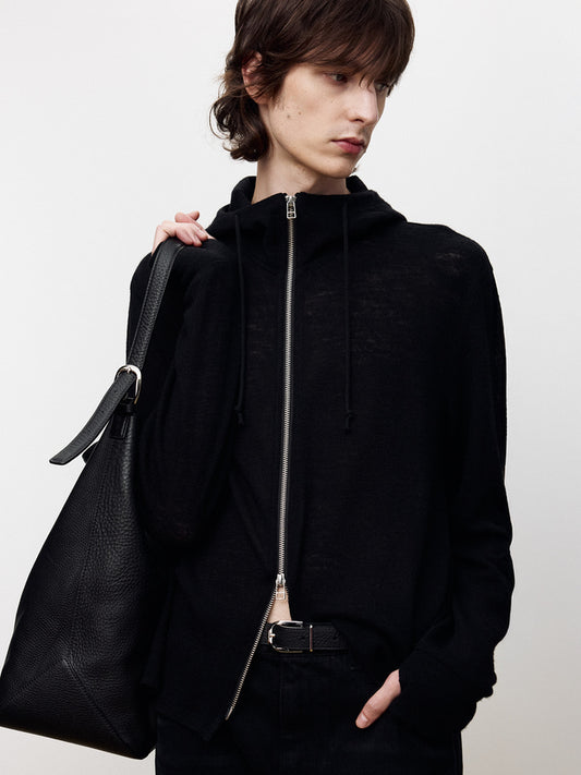 LIGHT WOOL HOODIE ZIP JACKET