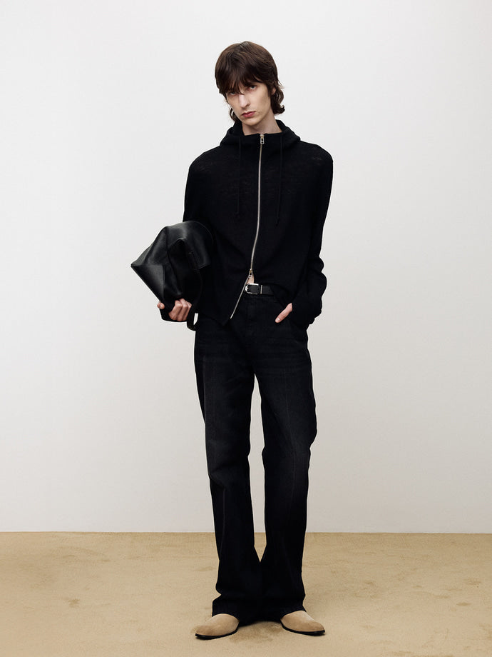 LIGHT WOOL HOODIE ZIP JACKET
