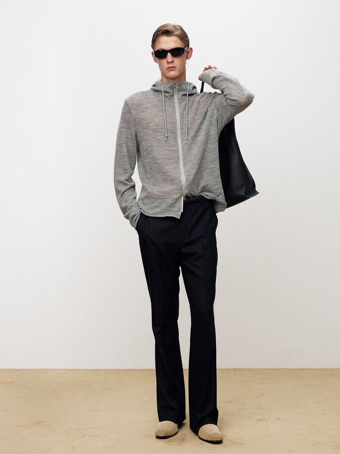 LIGHT WOOL HOODIE ZIP JACKET