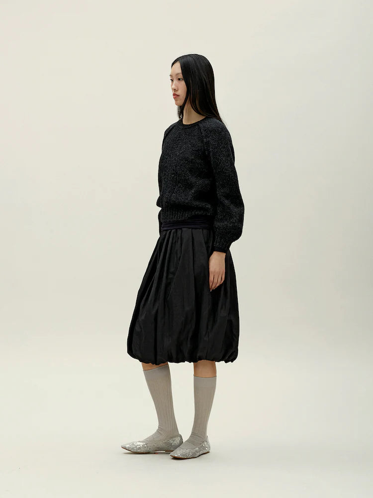 WILTED KNIT PULLOVER BLACK