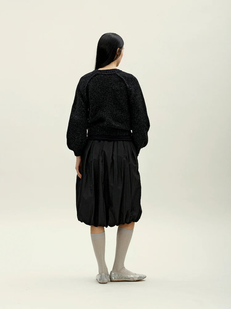 WILTED KNIT PULLOVER BLACK