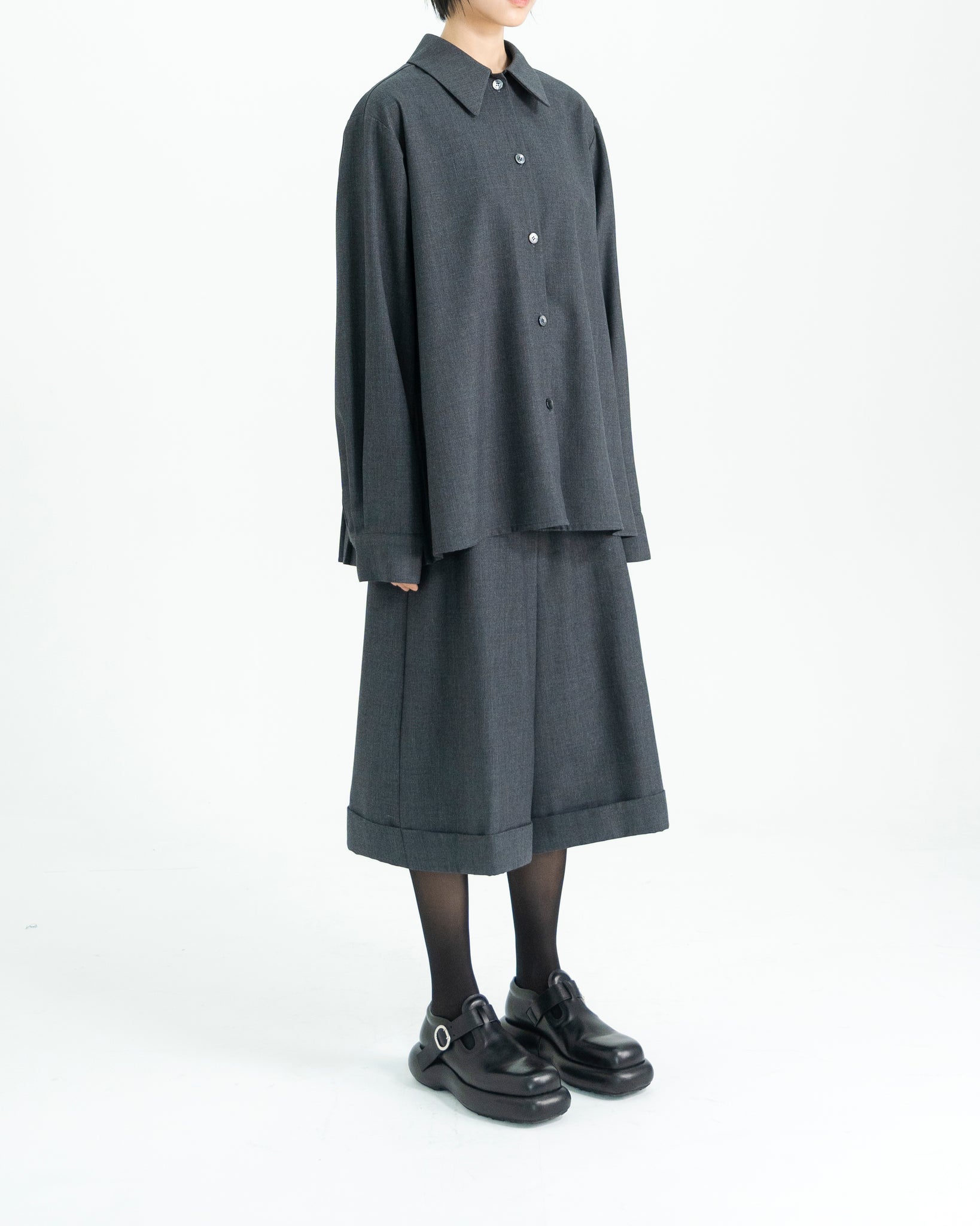 MILD WOOL PLEATS SHIRT